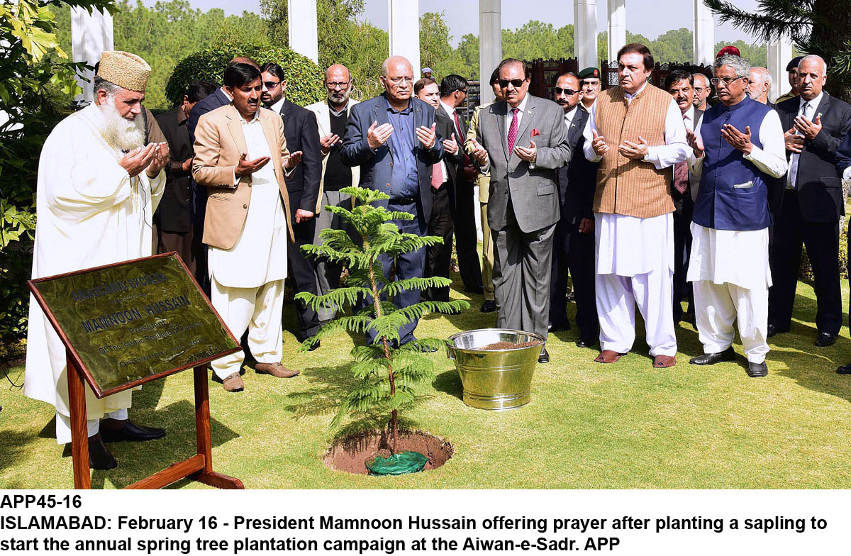 ماحولیات دے تحفظ, معیشت دے استحکام کیتے جنگلات اچ ودھارا ضروری اے،صدر مملکت ممنون حسین